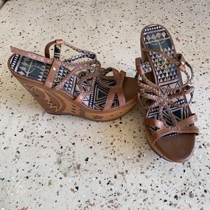 Brown Strappy Jessica Simpson Wedges